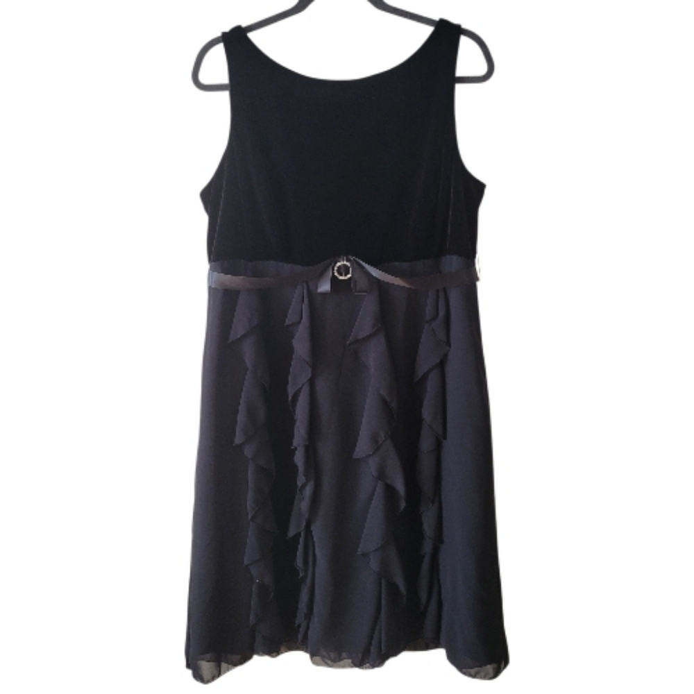 Jessica Howard Black‎ Velvet & Chiffon Cocktail Dress Size 16